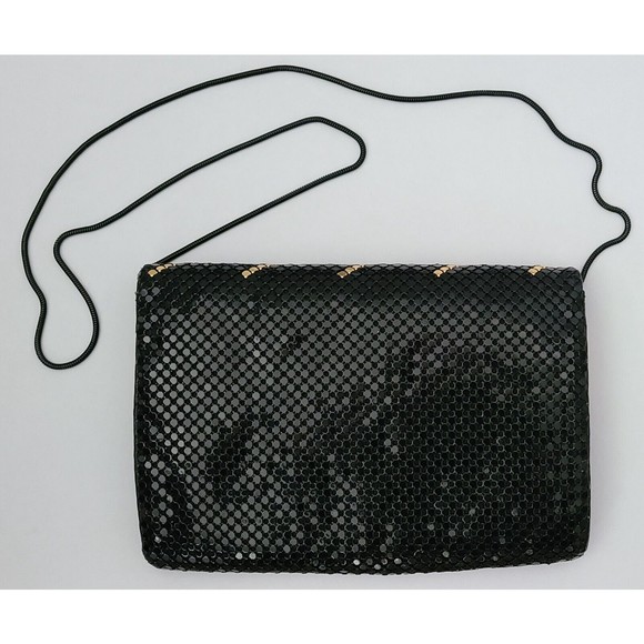 Rebecca Lynn Womens Evening Purse Black Gold Sequin Shoulder Strap 9"x6" - Picture 4 of 8